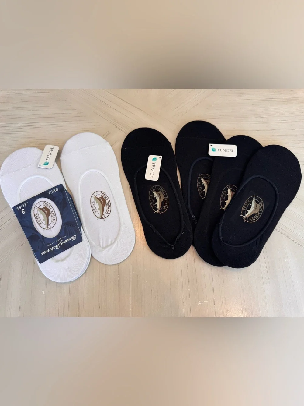 NWT Tommy Bahama Loafer Liner Socks Bundle of 8 | Black & White Pima Cotton